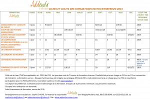 dates et coûts de formation inter entreprises 2015